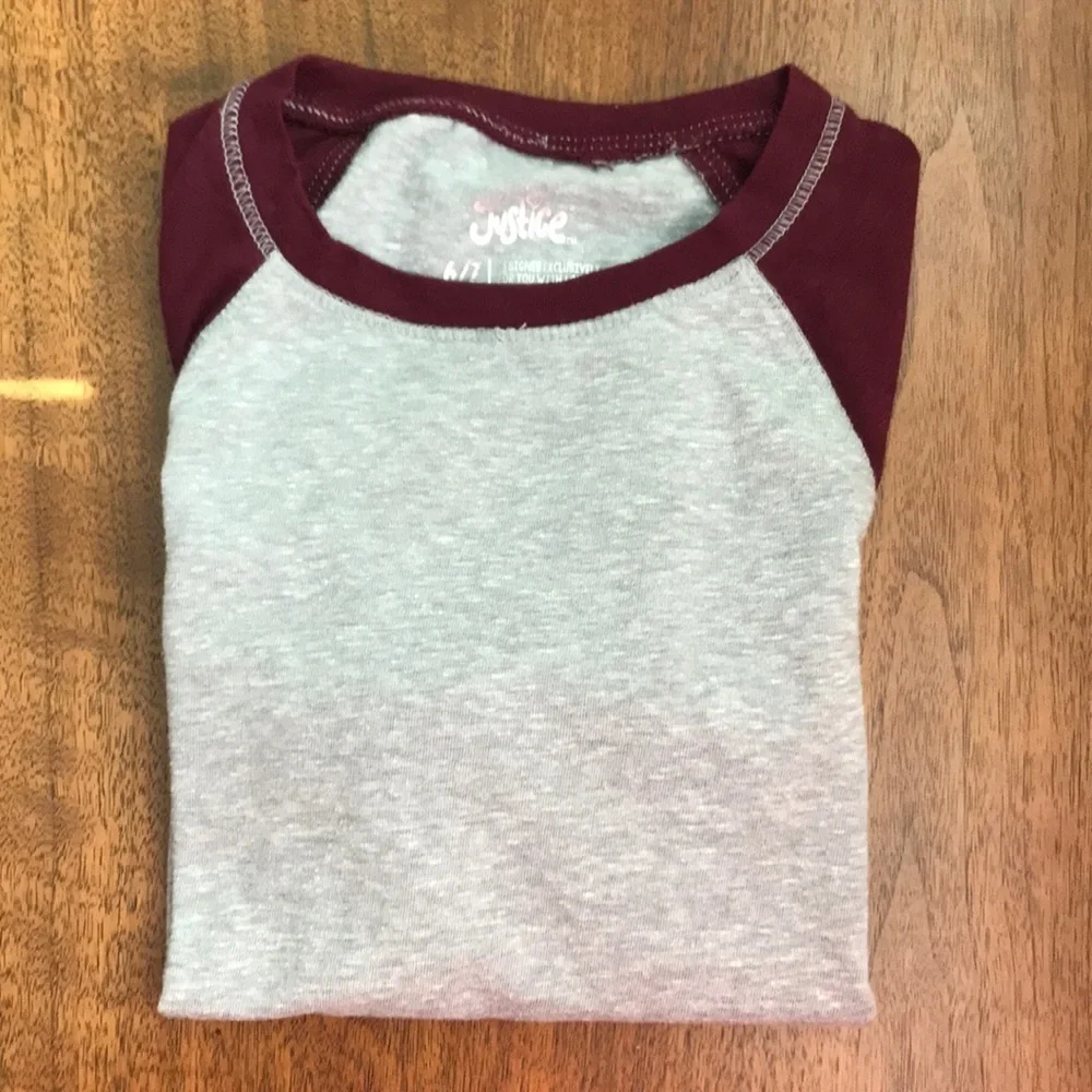 Justice Girl’s Long Sleeved Baseball Style Tee